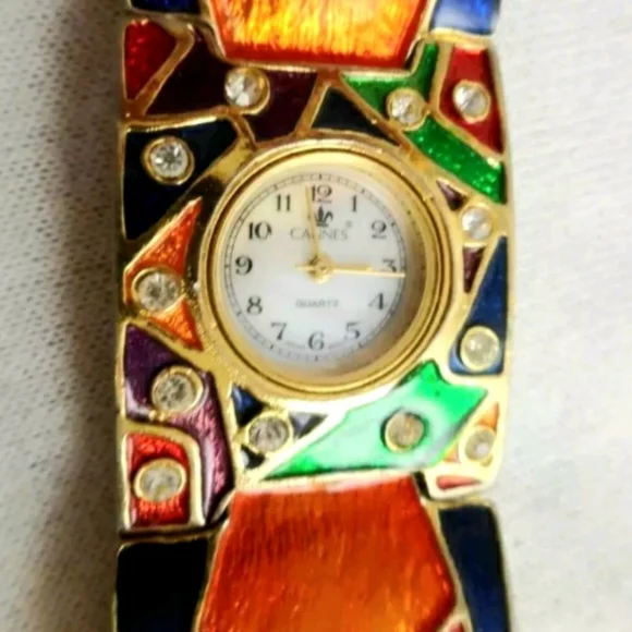 Cannes | Accessories | Vtg Cannes Enamel Abstract Rhinestone  display picture 2